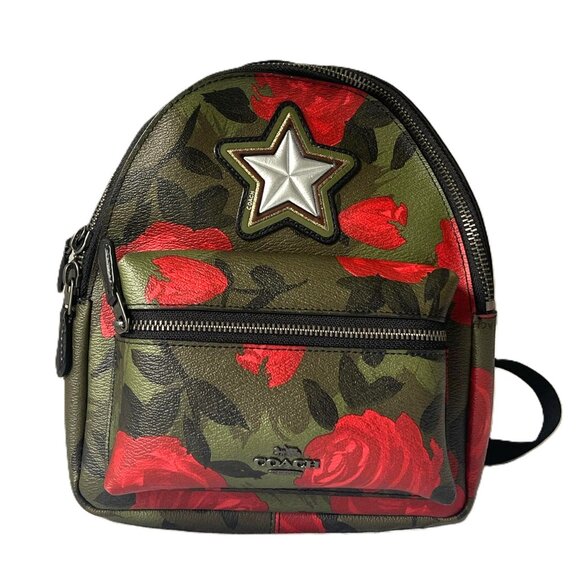 Like New Coach Camouflage Fairytale Rose w Star Mini Charlie Backpack - Picture 6 of 9